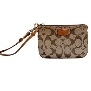 Coach Signature Monogrammed Brown Wristlet